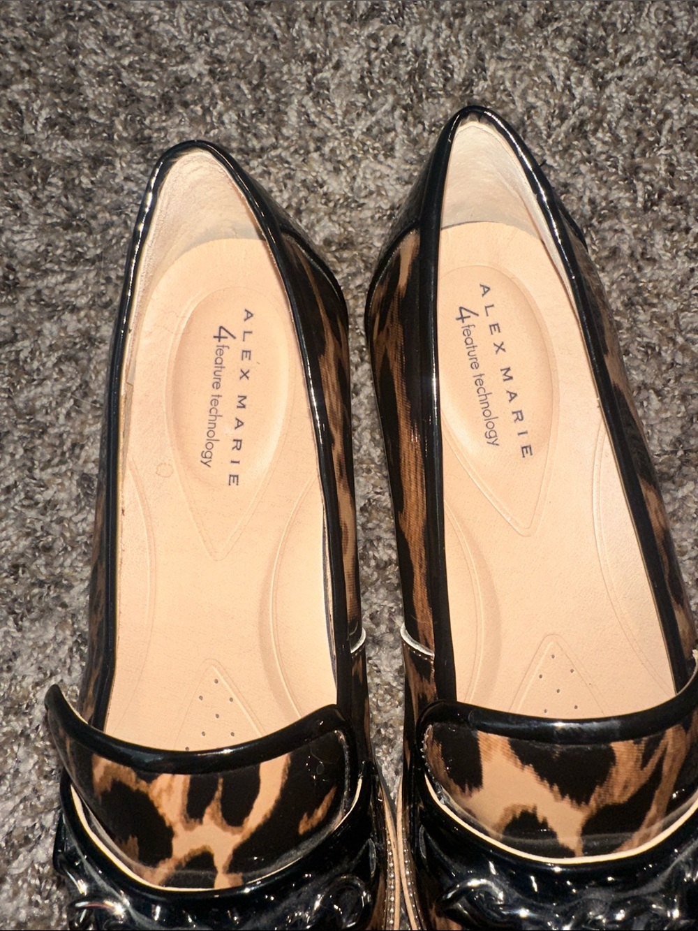 Alex Marie Leopard Patent Loafers in Black and Tan - Picture 4 of 8